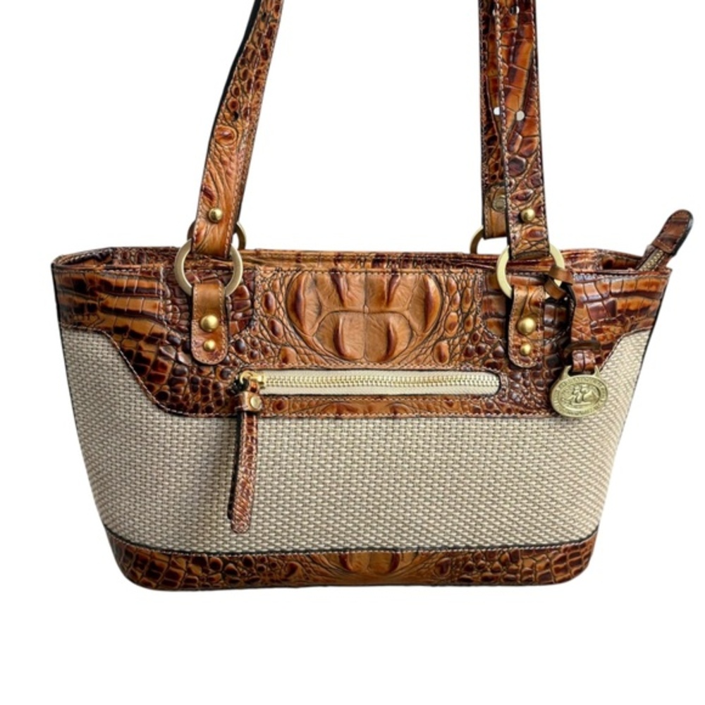 Brahmin brown Melbourne and canvas tote bag